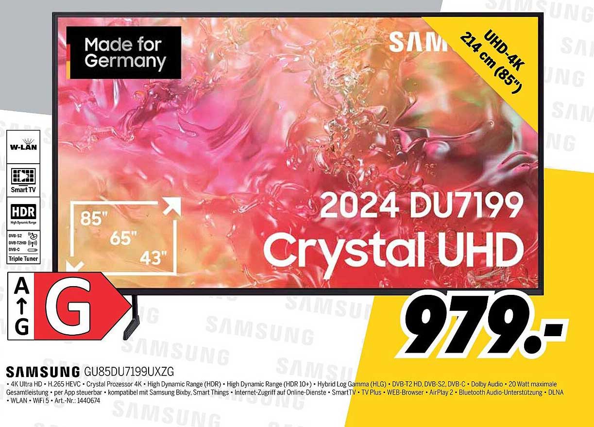 Samsung 2024 DU7199 Crystal UHD 85"