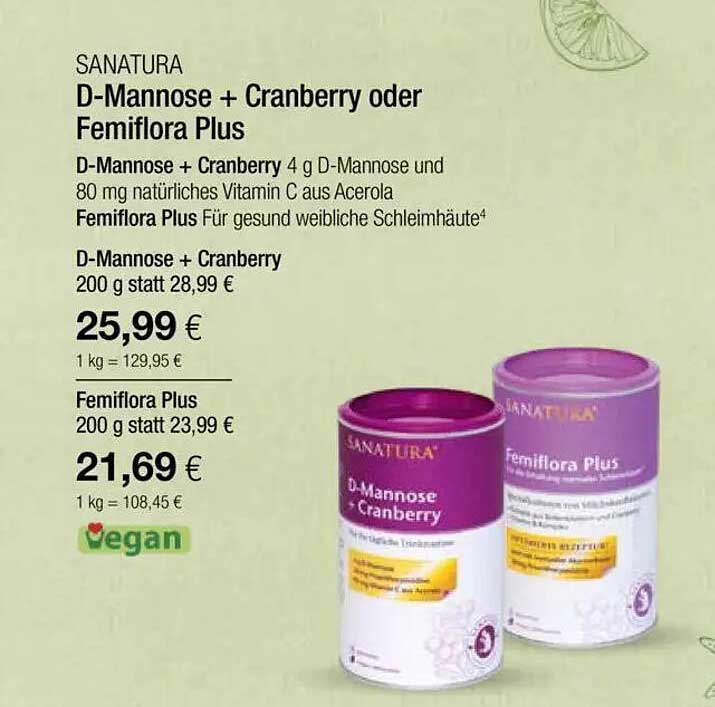 SANATURA D-Mannose + Cranberry oder Femif Flora Plus
