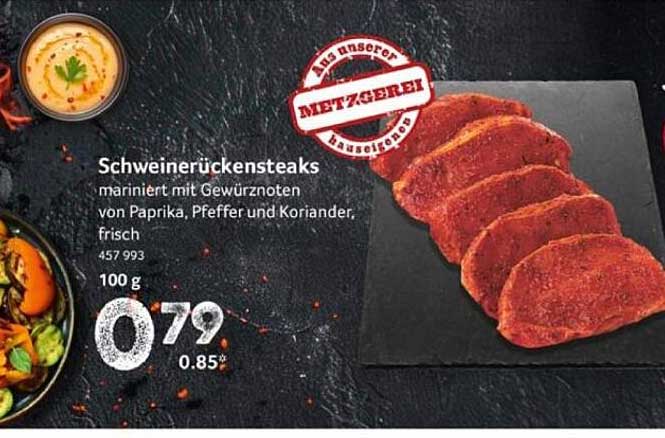 Schweinerückensteaks - Marinierte Delikatesse von Selgros