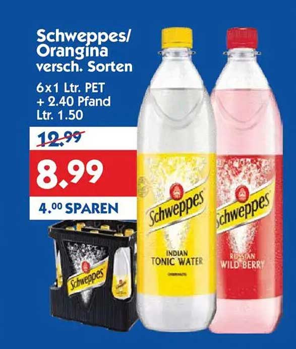 Schweppes/Orangina 6 x 1 Ltr. PET – jetzt zum Sparpreis!