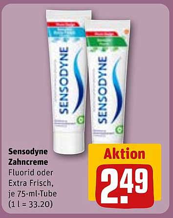 Sensodyne Zahnpasta - Fluorid oder Extra Frisch, je 75-ml-Tube