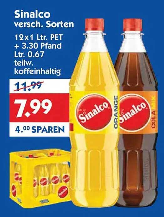 Sinalco Getränkekiste – 12 x 1 Ltr. PET (verschiedene Sorten)