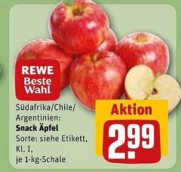 Snack Äpfel aus Südafrika, Chile und Argentinien, je 1-kg-Schale