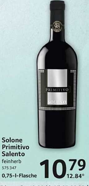 Solone Primitivo Salento feinherb 0,75 l-Flasche