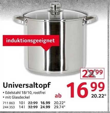 Universalopft 18/10, rostfrei – Induktionsgeeignet mit Glasdeckel