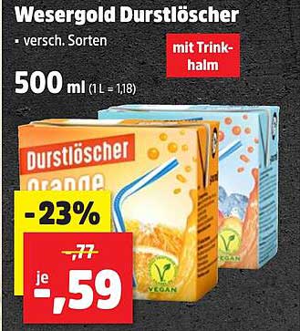 Wesergold Durstlöscher - Verschiedene Sorten 500 ml