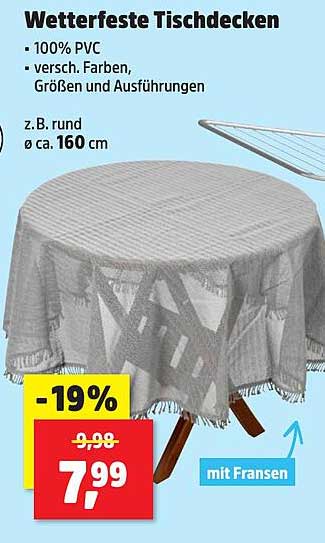 Wetterfeste Tischdecken aus 100% PVC