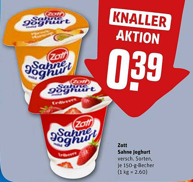 Zott Sahne Joghurt, verschiedene Sorten, je 150-g-Becher