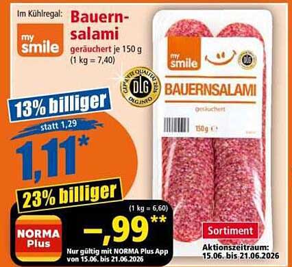 Bauernsalami geräuchert je 150 g
