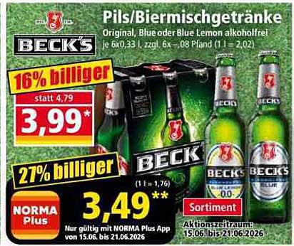BECK’S Pils/Biermischgetränke