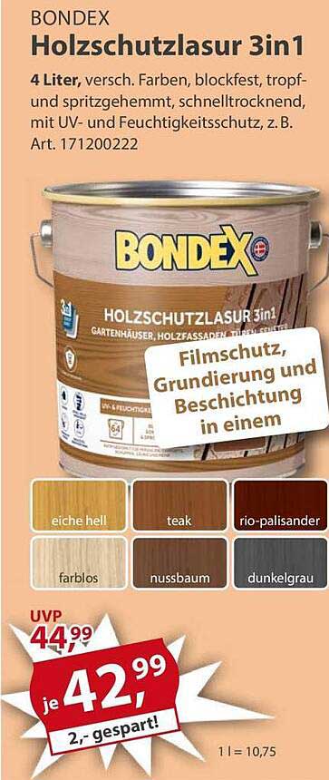 BONDEX Holzschutzlasur 3in1