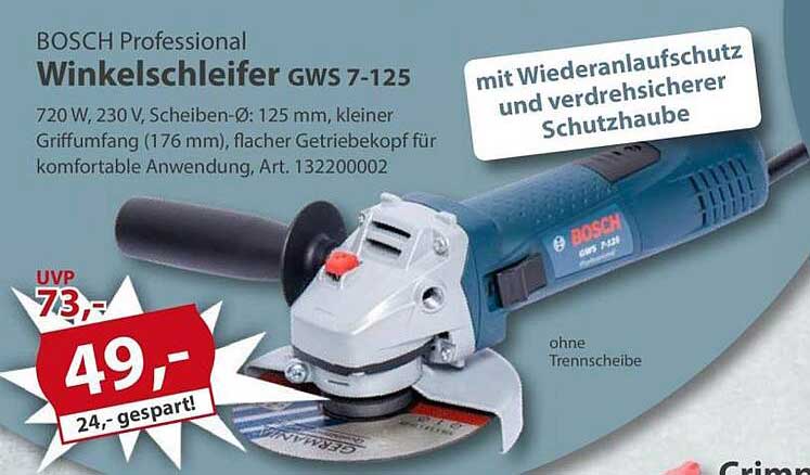 BOSCH Professional Winkelschleifer GWS 7-125