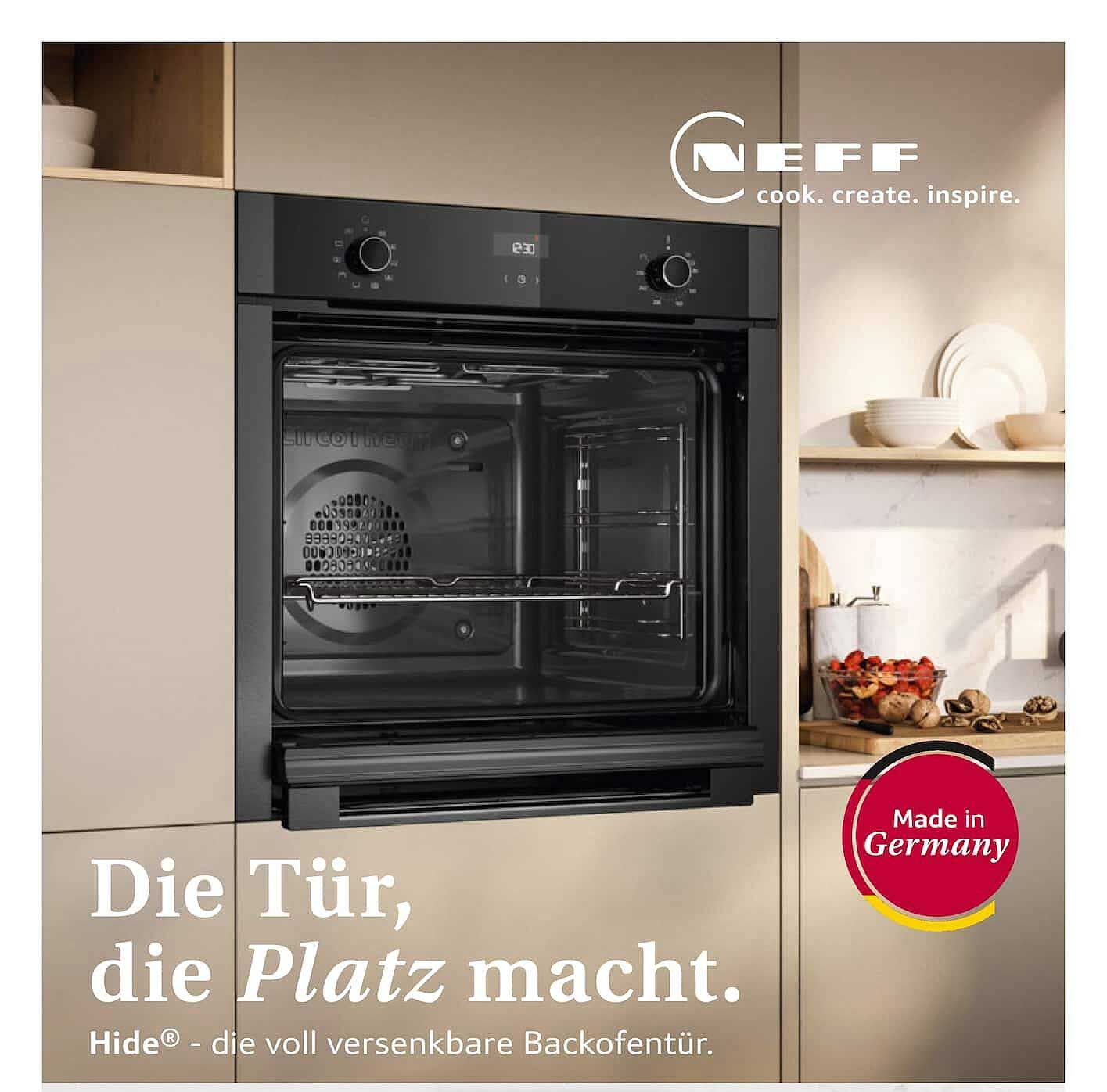Die Tür, die Platz macht. Hide® - die voll versenkbare Backofentür.