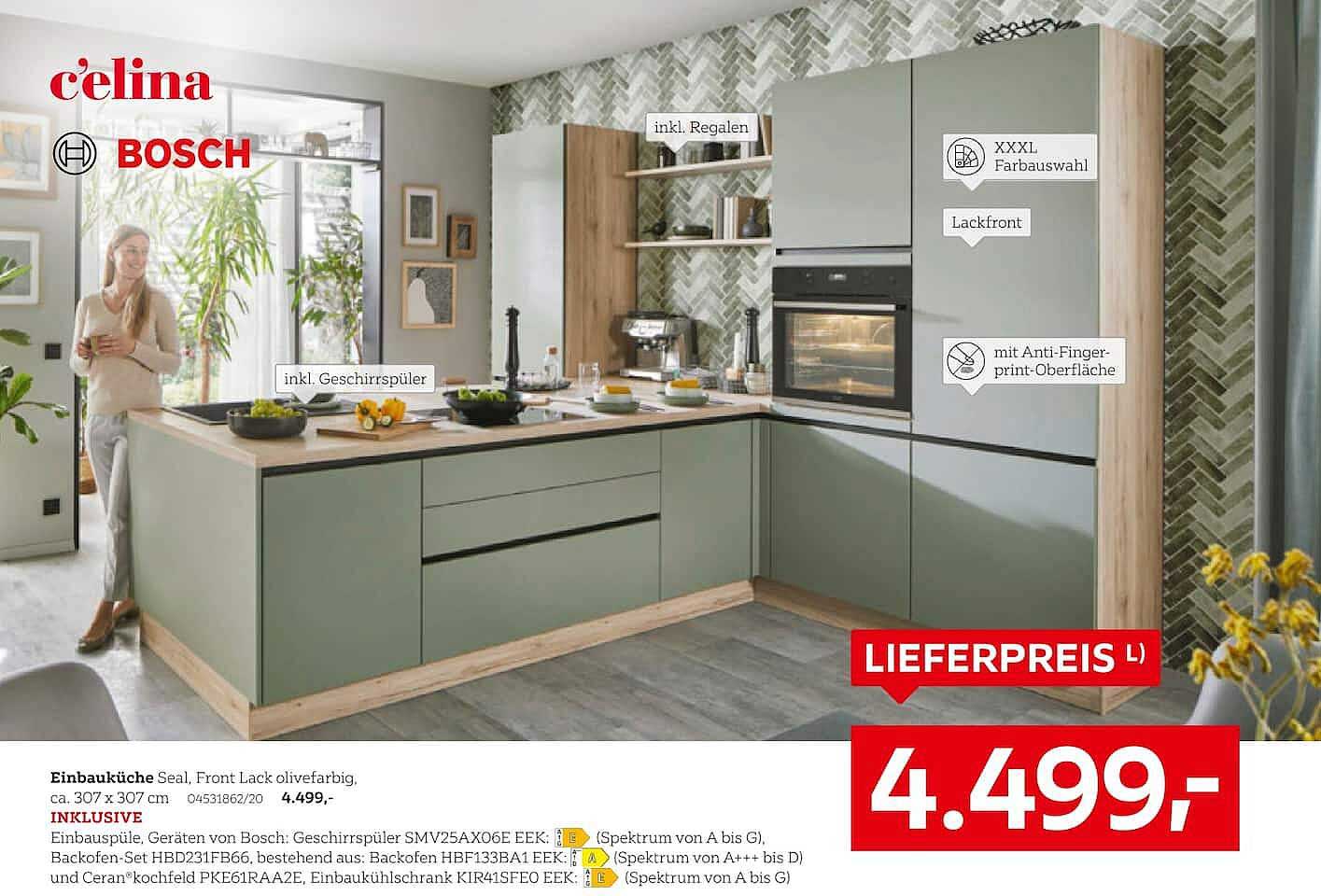 Einbauküche Seul, Front Lack olivfarbig