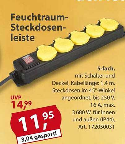 Feuchtraum-Steckdosenleiste
