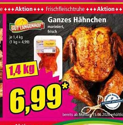 Ganzes Hähnchen mariniert, frisch
