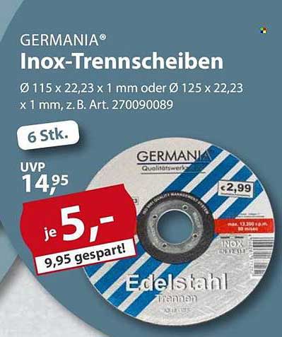 GERMANIA Inox-Trennscheiben
