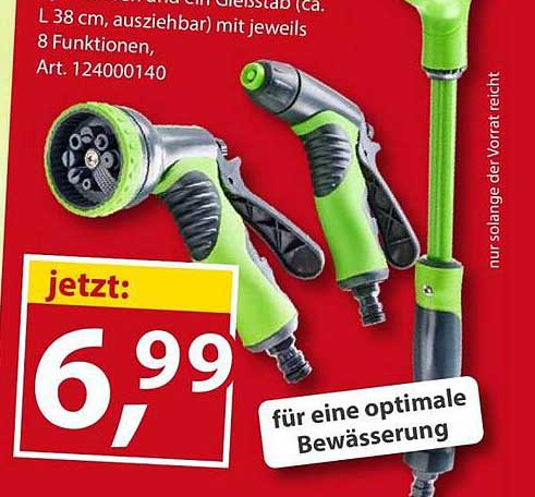 Gießstab (ca. L 38 cm, ausziehbar) mit jeweils 8 Funktionen