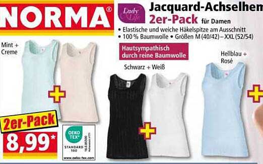 Jacquard-Achselhemd 2er-Pack für Damen