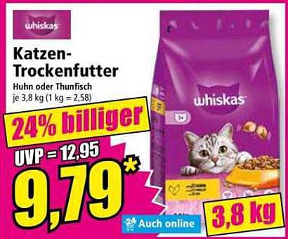 Katzen-Trockenfutter Huhn oder Thunfisch je 3,8 kg (1 kg = 2,58)