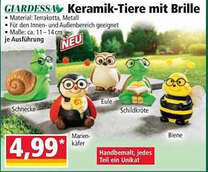 Keramik-Tiere mit Brille
