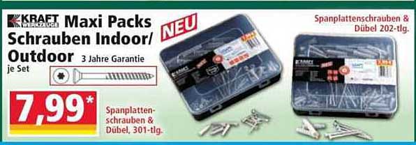 KRAFT WERKZEUGE Maxi Packs Schrauben Indoor/Outdoor 3 Jahre Garantie je Set