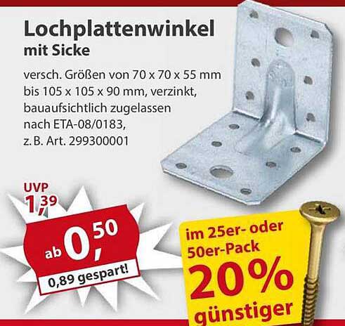 Lochplattenwinkel mit Sicke