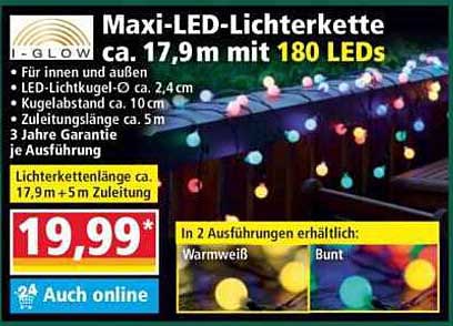 Maxi-LED-Lichterkette ca. 17,9m mit 180 LEDs