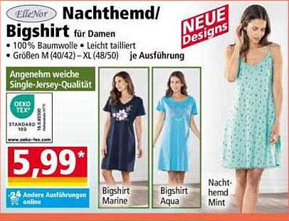 Nachthemd/Bigsirt für Damen