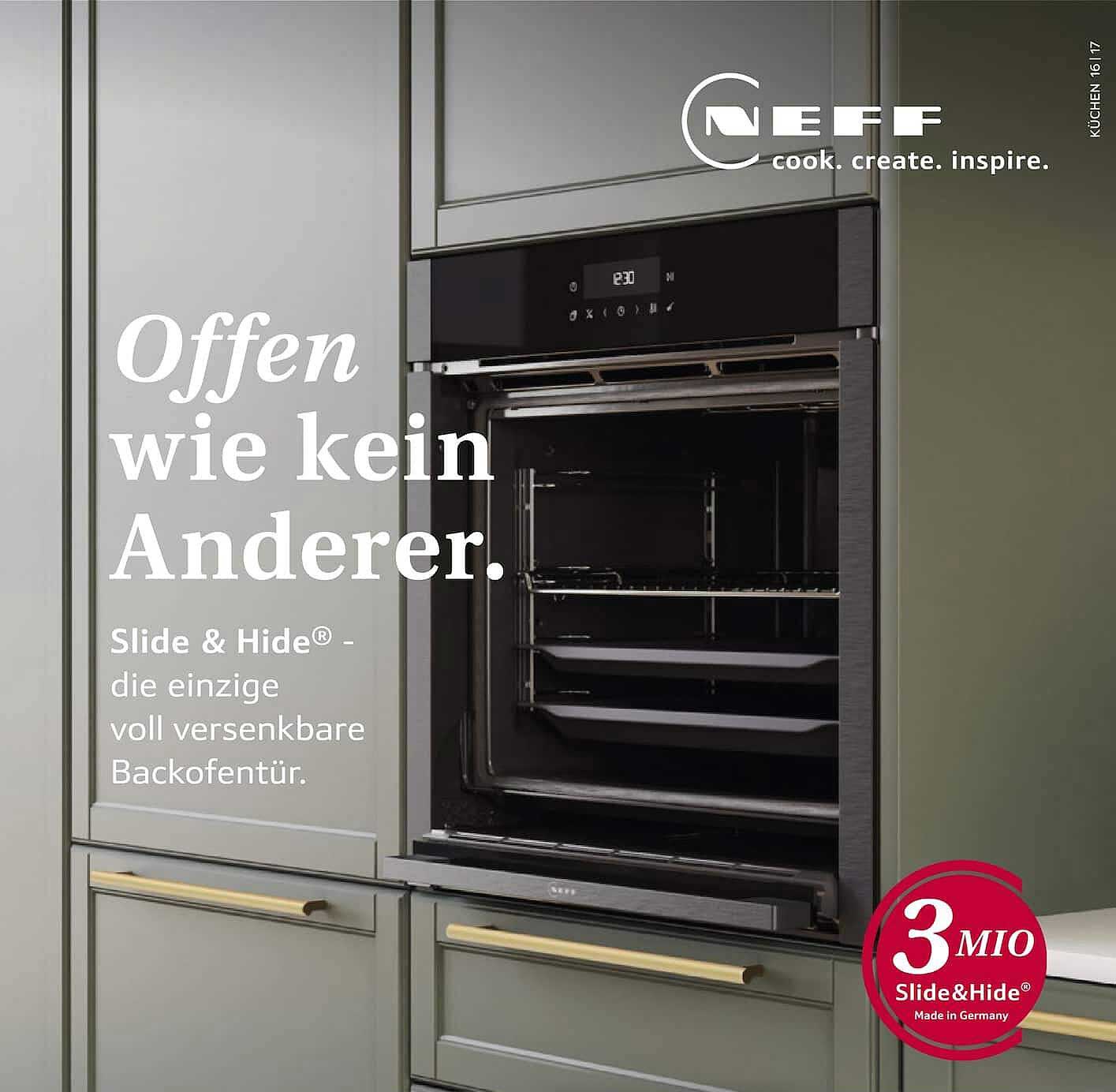 Offen wie kein Anderer. Slide & Hide® – die einzige voll versenkbare Backofentür.