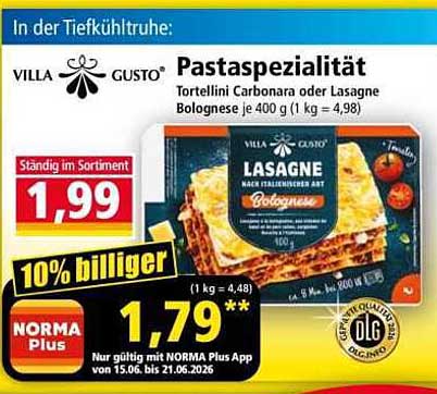Pastaspezialität Tortellini Carbonara oder Lasagne Bolognese je 400 g (1 kg = 4,98)