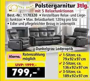 Polstergarnitur 3tlg. mit 5 Relaxfunktionen