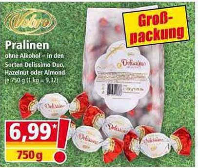 Pralinen ohne Alkohol – in den Sorten Delissimo Duo Haselnut Almond