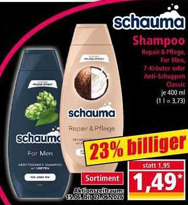 Schauma Shampoo Repair & Pflege For Men 7-Kräuter oder Anti-Schuppen Classic je 400 ml