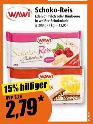 Schoko-Reis Edelvollmilch oder Himbeere in weißer Schokolade