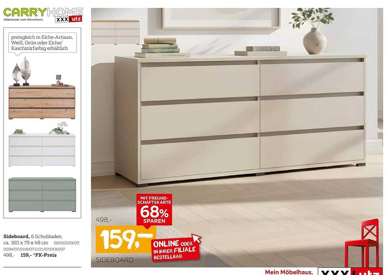 Sideboard, 6 Schubladen