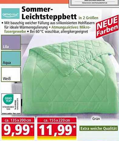 Sommer-Leichtsteppbett in 2 Größen