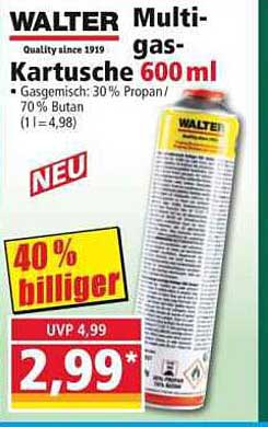 WALTER Multi-gas-Kartusche 600ml