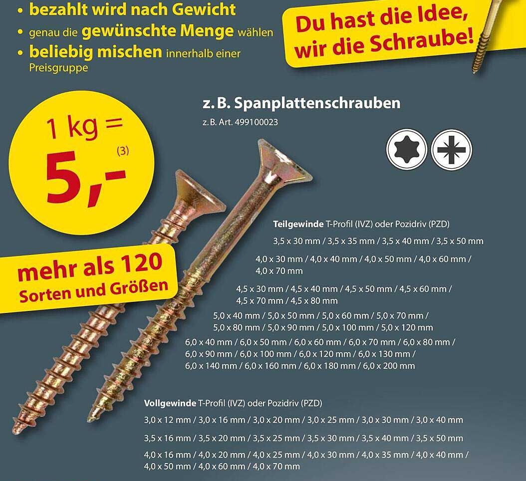 z.B. Spanplattenschrauben