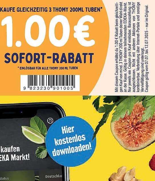 1,00 € Sofort-Rabatt beim Kauf von 3 Thomy 200 ml Tuben
