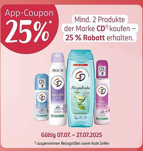 25% Rabatt auf CD Produkte bei Rossmann