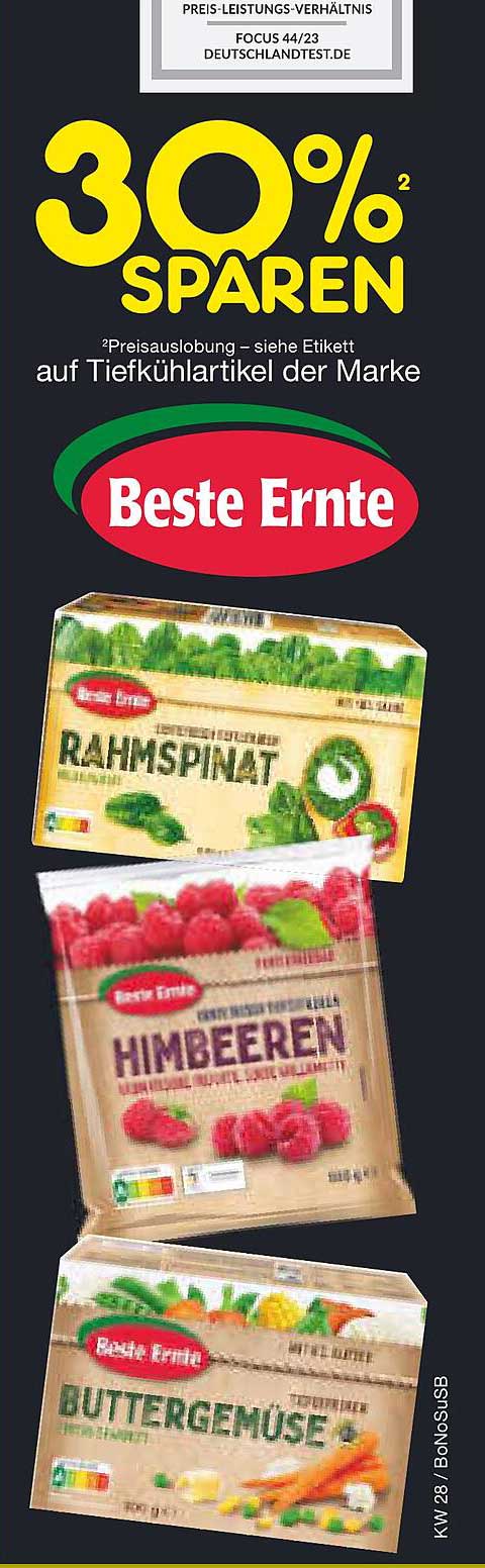30% Rabatt auf Tiefkühlartikel der Marke Beste Ernte