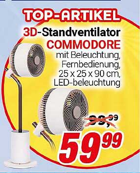3D-Standventilator COMMODORE mit Beleuchtung