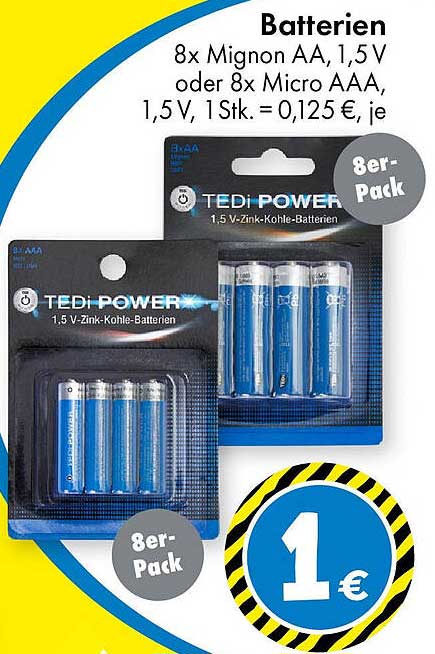 8x Mignon AA oder 8x Micro AAA Batterien - TEDi-POWER