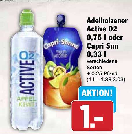Adelholzener Active 02 0,75 l oder Capri Sun 0,33 l verschiedene Sorten