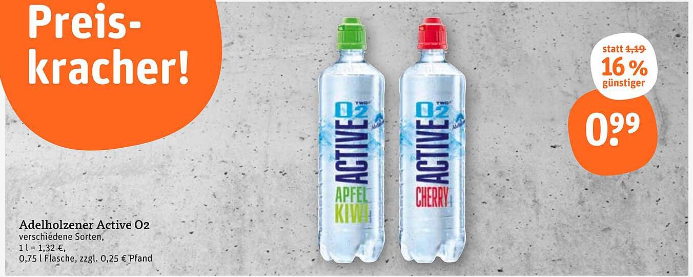 Adelholzener Active O2 - Apfel Kiwi und Cherry