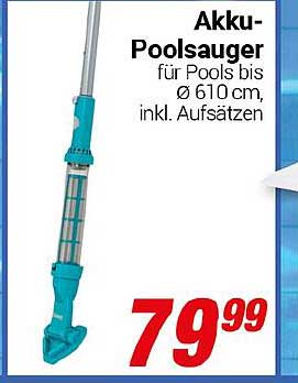 Akku-Poolsauger für Pools bis Ø 610 cm, inkl. Aufsätzen