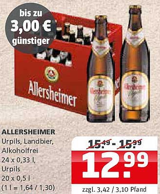 ALLERSHEIMER Urpils, Landbier, Alkoholfrei 24 x 0,33 l / 20 x 0,5 l