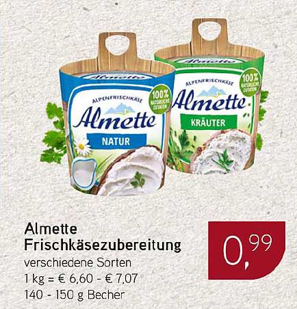 Almette Frischkäsezubereitung verschiedene Sorten