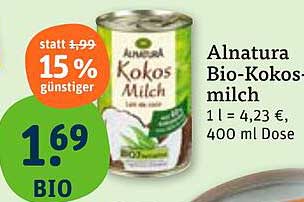 Alnatura Bio-Kokosmilch 400 ml Dose